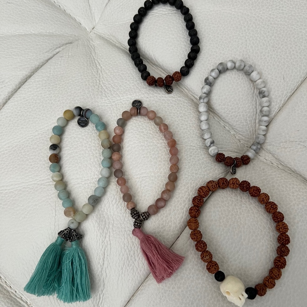 5 mala bead bracelets